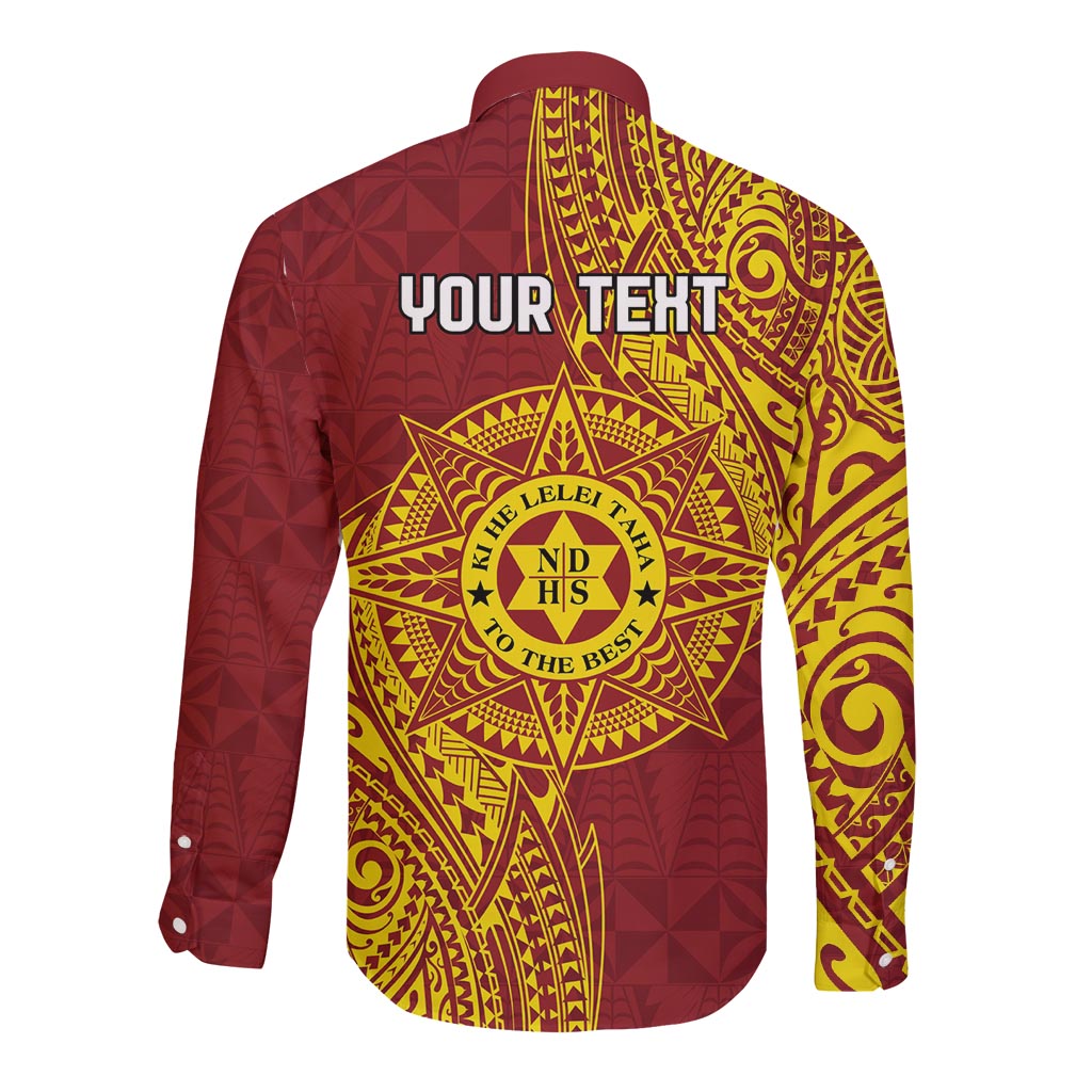 Personalised Tonga Niuatoputapu High School Long Sleeve Button Shirt Special Kupesi Pattern LT9 - Polynesian Pride