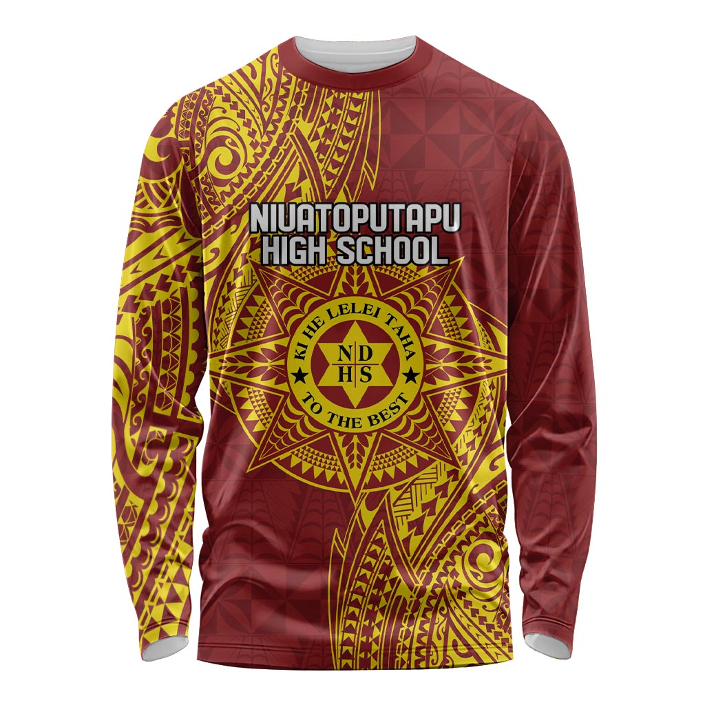 Personalised Tonga Niuatoputapu High School Long Sleeve Shirt Special Kupesi Pattern