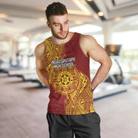 Personalised Tonga Niuatoputapu High School Men Tank Top Special Kupesi Pattern LT9 Gold - Polynesian Pride