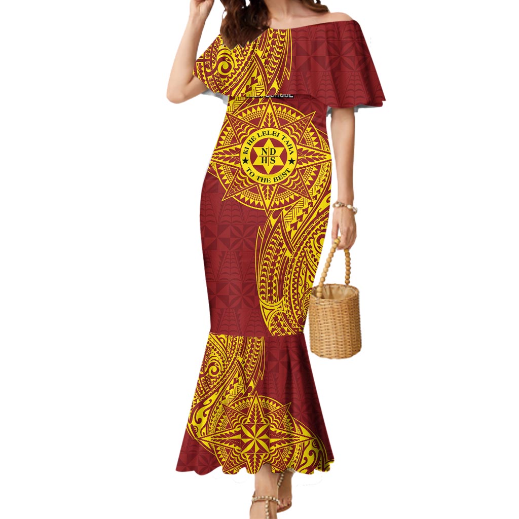 Personalised Tonga Niuatoputapu High School Mermaid Dress Special Kupesi Pattern LT9 Women Gold - Polynesian Pride