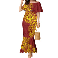 Personalised Tonga Niuatoputapu High School Mermaid Dress Special Kupesi Pattern LT9 Women Gold - Polynesian Pride