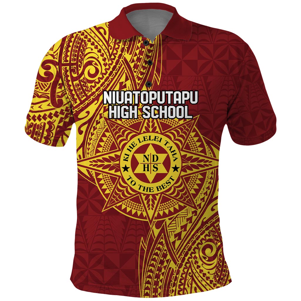 Personalised Tonga Niuatoputapu High School Polo Shirt Special Kupesi Pattern LT9 Gold - Polynesian Pride