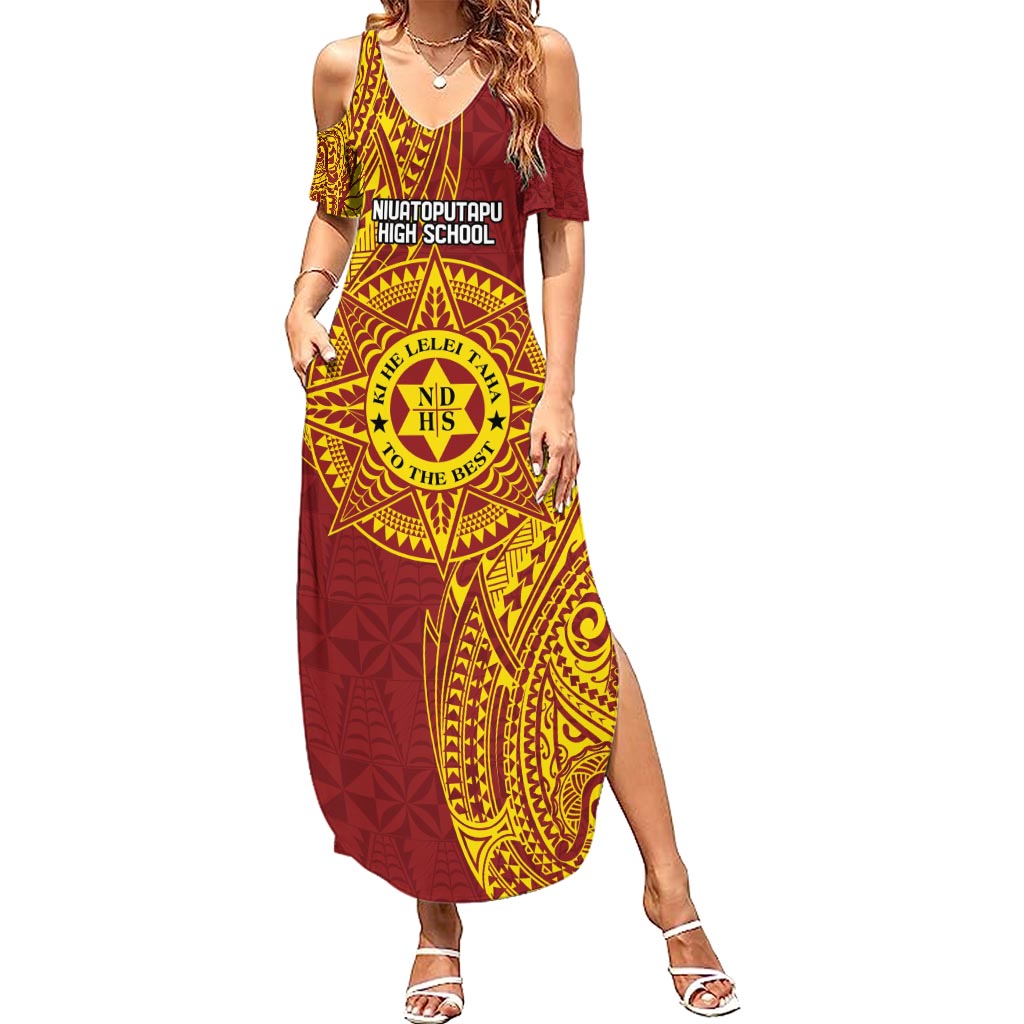 Personalised Tonga Niuatoputapu High School Summer Maxi Dress Special Kupesi Pattern