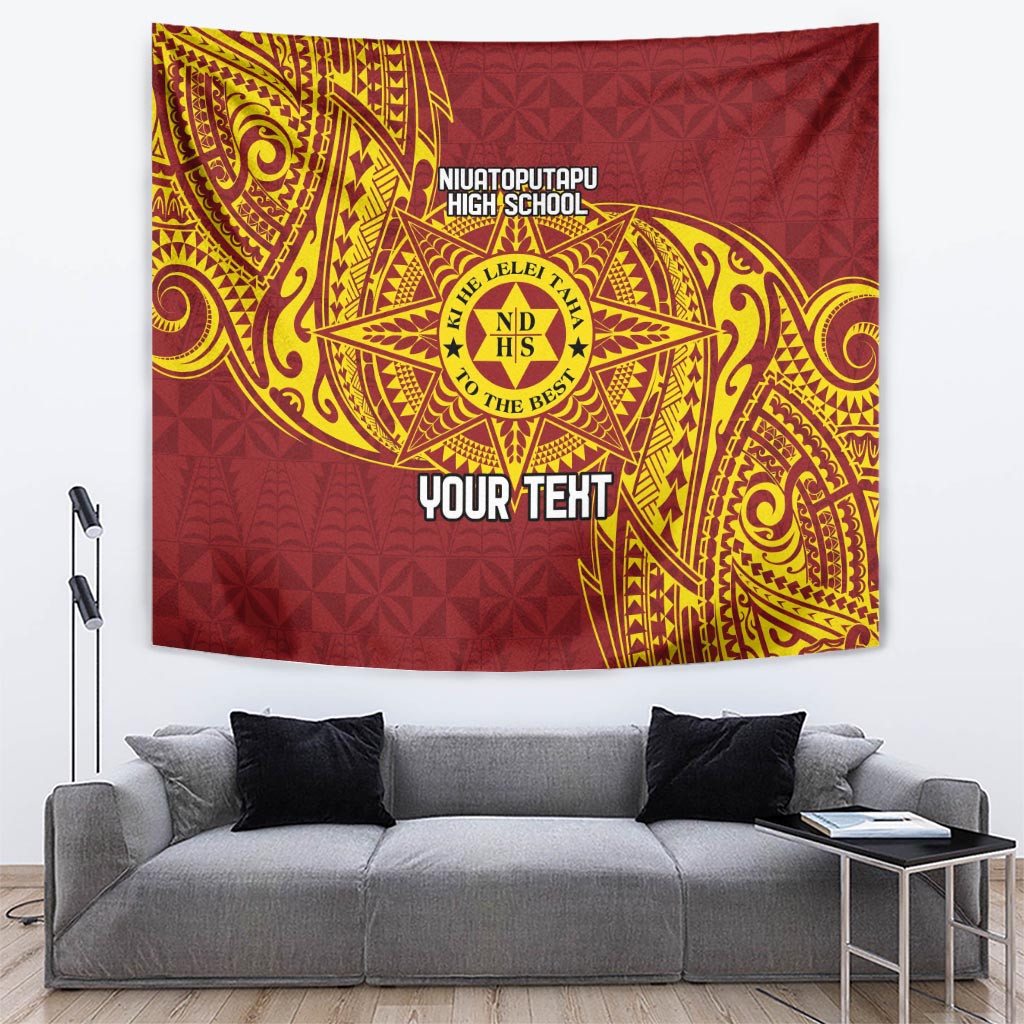 Personalised Tonga Niuatoputapu High School Tapestry Special Kupesi Pattern LT9 Gold - Polynesian Pride