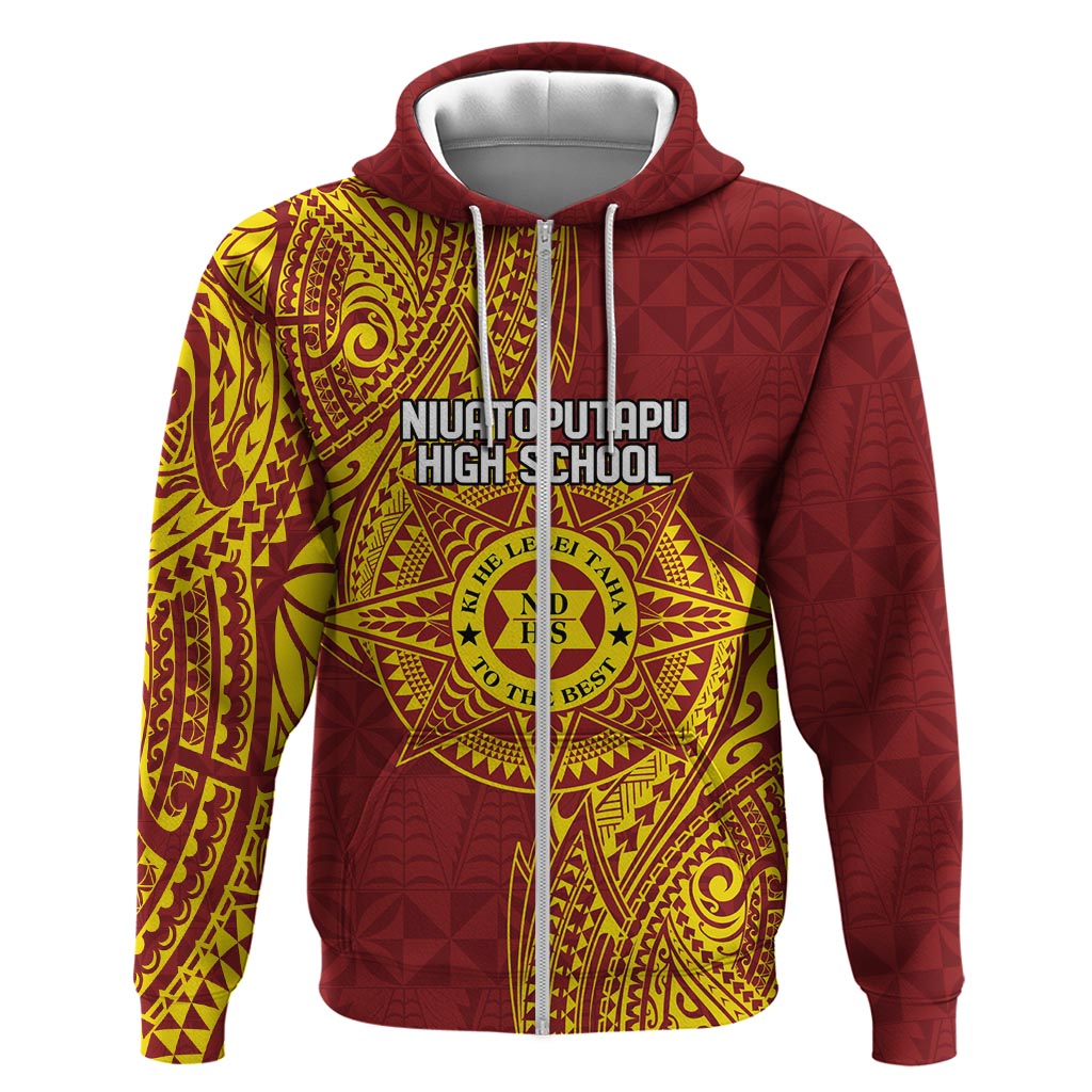 Personalised Tonga Niuatoputapu High School Zip Hoodie Special Kupesi Pattern LT9 Zip Hoodie Gold - Polynesian Pride