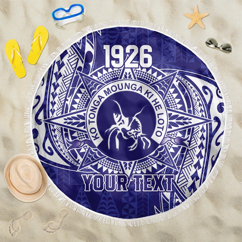 Personalised Tonga Queen Salote College Beach Blanket Kolisi Fefine 1926 Special Kupesi Pattern LT9 One Size 150cm Blue - Polynesian Pride