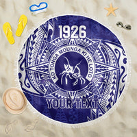 Personalised Tonga Queen Salote College Beach Blanket Kolisi Fefine 1926 Special Kupesi Pattern LT9 One Size 150cm Blue - Polynesian Pride