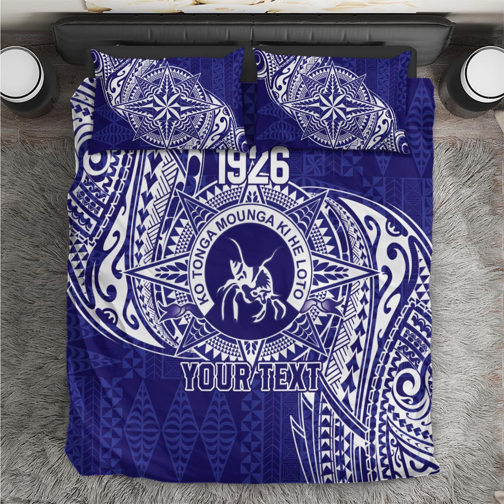 Personalised Tonga Queen Salote College Bedding Set Kolisi Fefine 1926 Special Kupesi Pattern LT9 Blue - Polynesian Pride