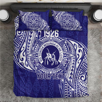 Personalised Tonga Queen Salote College Bedding Set Kolisi Fefine 1926 Special Kupesi Pattern LT9 Blue - Polynesian Pride