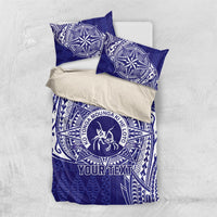Personalised Tonga Queen Salote College Bedding Set Kolisi Fefine 1926 Special Kupesi Pattern LT9 US Twin 172cm x 218cm Blue - Polynesian Pride
