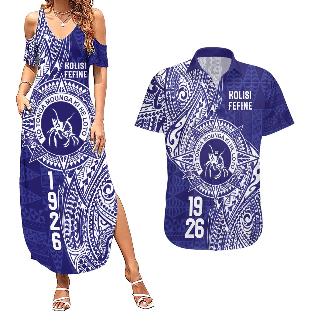 Personalised Tonga Queen Salote College Couples Matching Summer Maxi Dress and Hawaiian Shirt Kolisi Fefine 1926 Special Kupesi Pattern