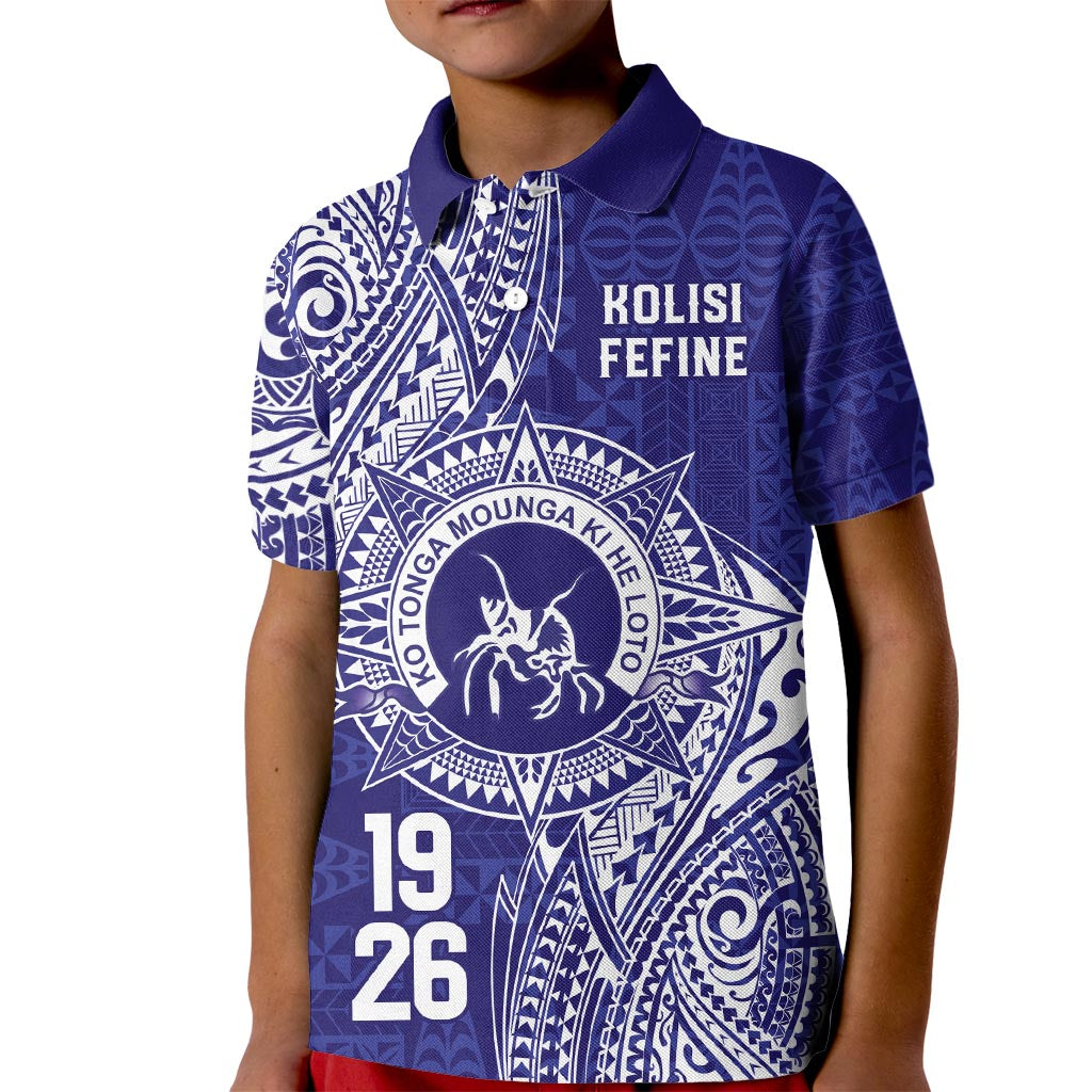 Personalised Tonga Queen Salote College Kid Polo Shirt Kolisi Fefine 1926 Special Kupesi Pattern LT9 Kid Blue - Polynesian Pride