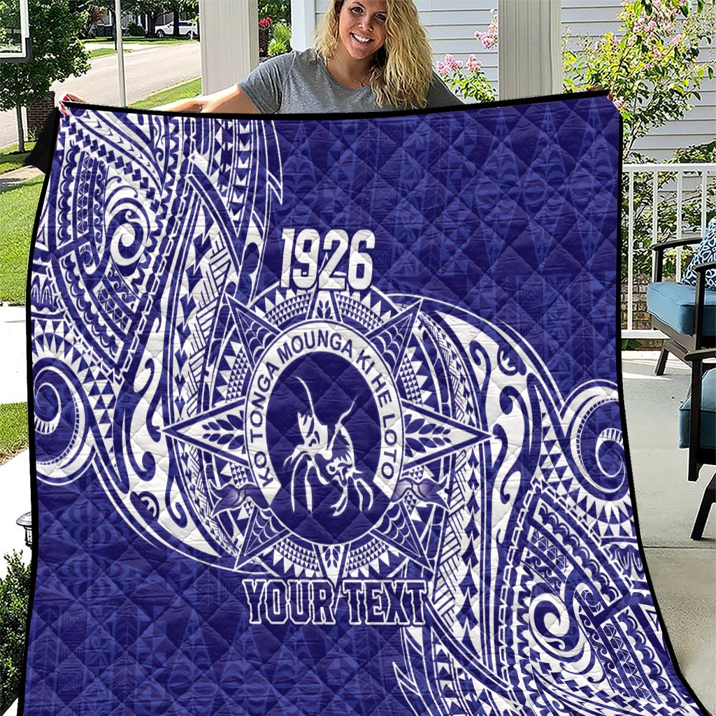 Personalised Tonga Queen Salote College Quilt Kolisi Fefine 1926 Special Kupesi Pattern LT9 Blue - Polynesian Pride