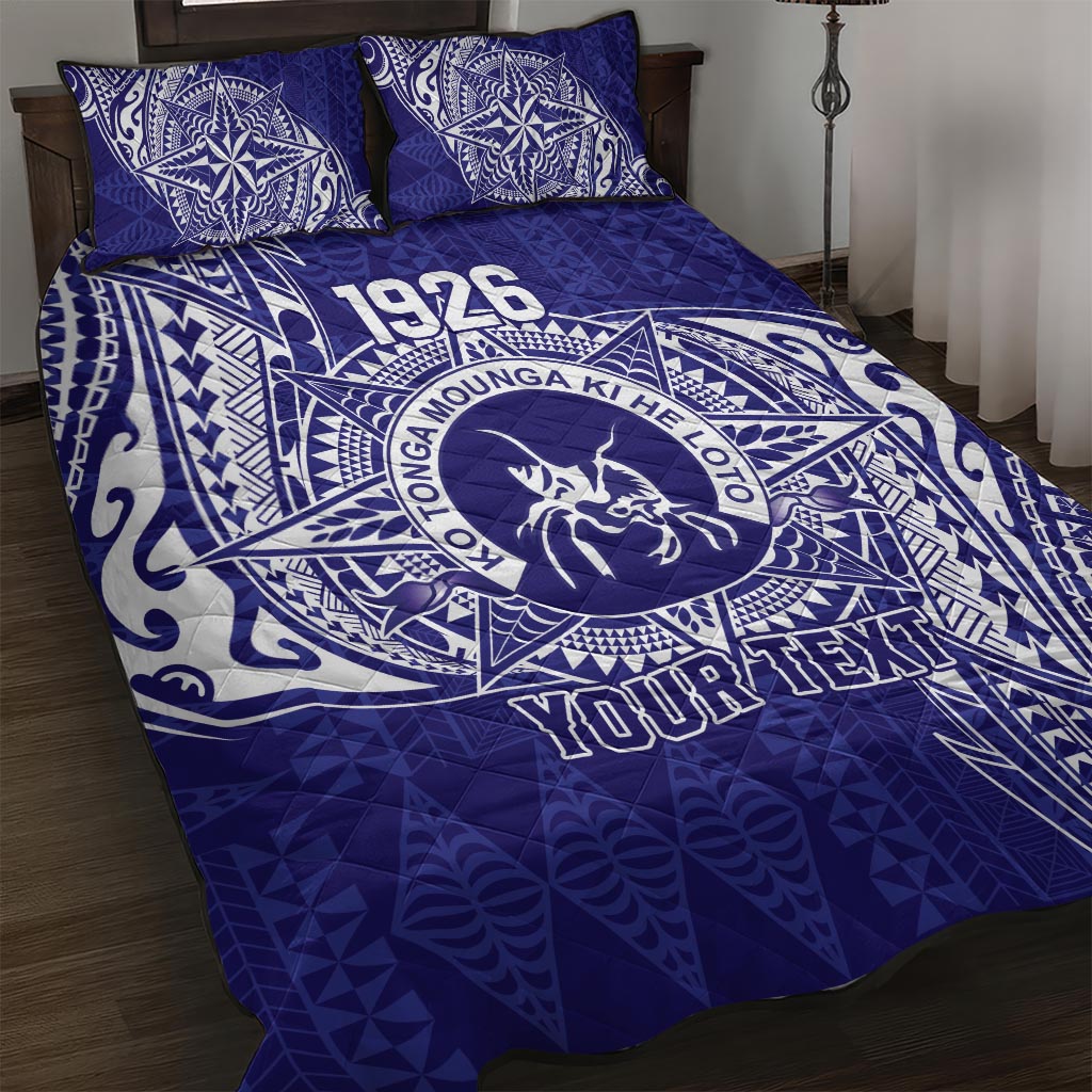 Personalised Tonga Queen Salote College Quilt Bed Set Kolisi Fefine 1926 Special Kupesi Pattern LT9 Blue - Polynesian Pride