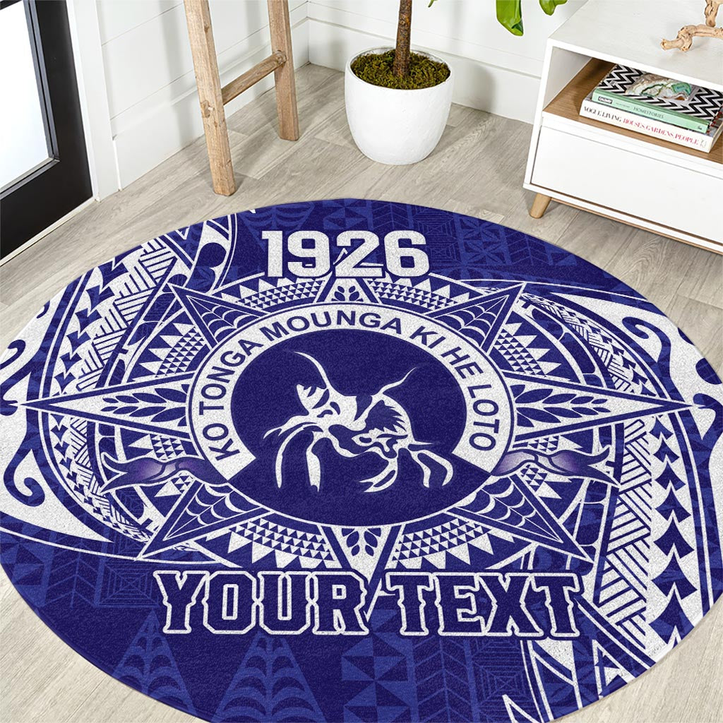 Personalised Tonga Queen Salote College Round Carpet Kolisi Fefine 1926 Special Kupesi Pattern LT9 Blue - Polynesian Pride