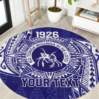 Personalised Tonga Queen Salote College Round Carpet Kolisi Fefine 1926 Special Kupesi Pattern LT9 Blue - Polynesian Pride