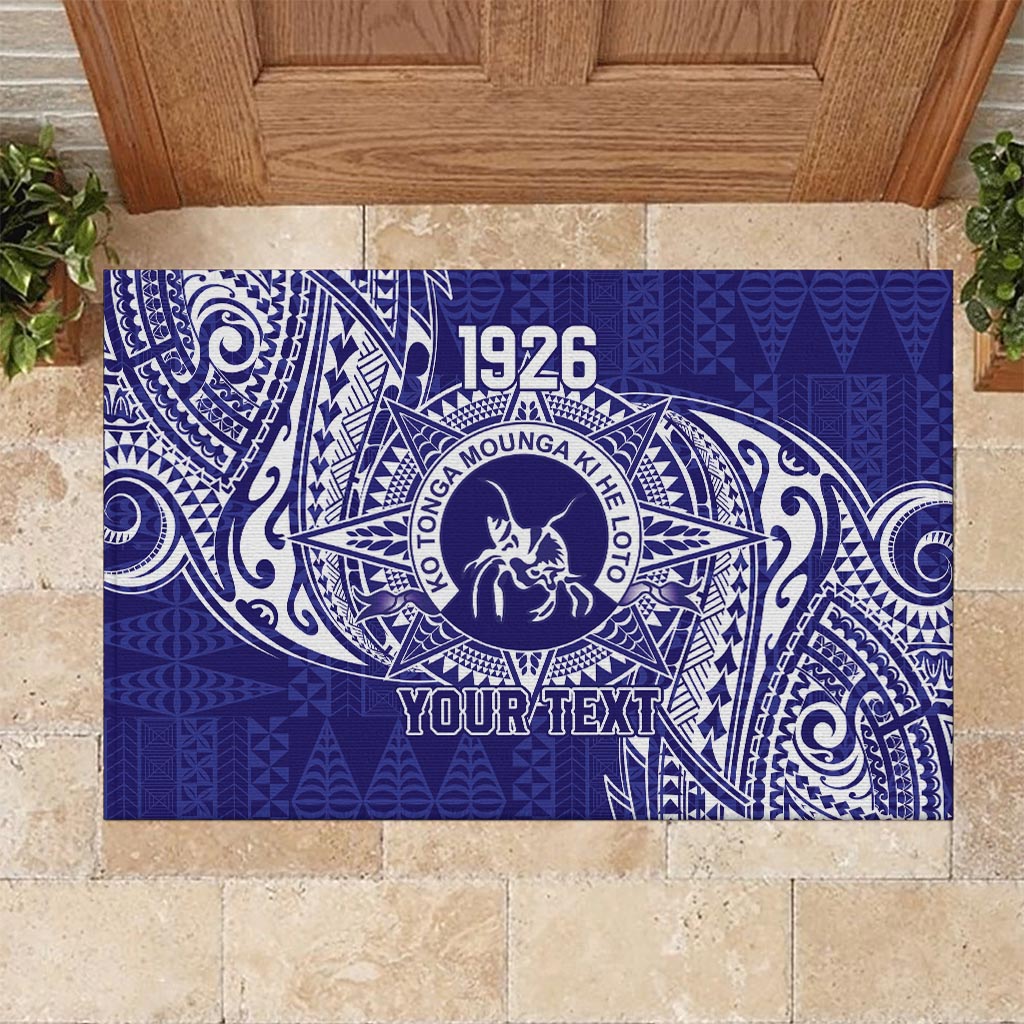 Personalised Tonga Queen Salote College Rubber Doormat Kolisi Fefine 1926 Special Kupesi Pattern LT9 Blue - Polynesian Pride