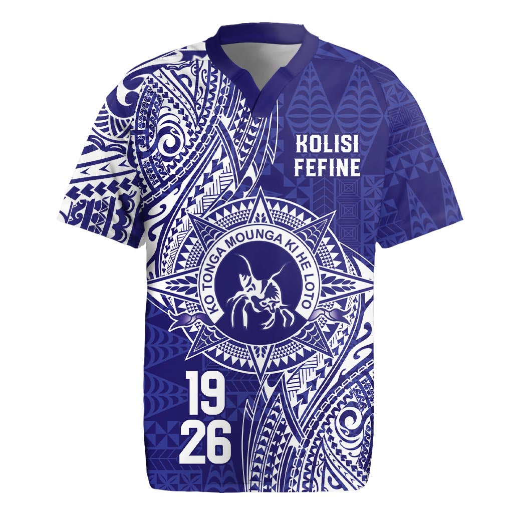 Personalised Tonga Queen Salote College Rugby Jersey Kolisi Fefine 1926 Special Kupesi Pattern LT9 Blue - Polynesian Pride