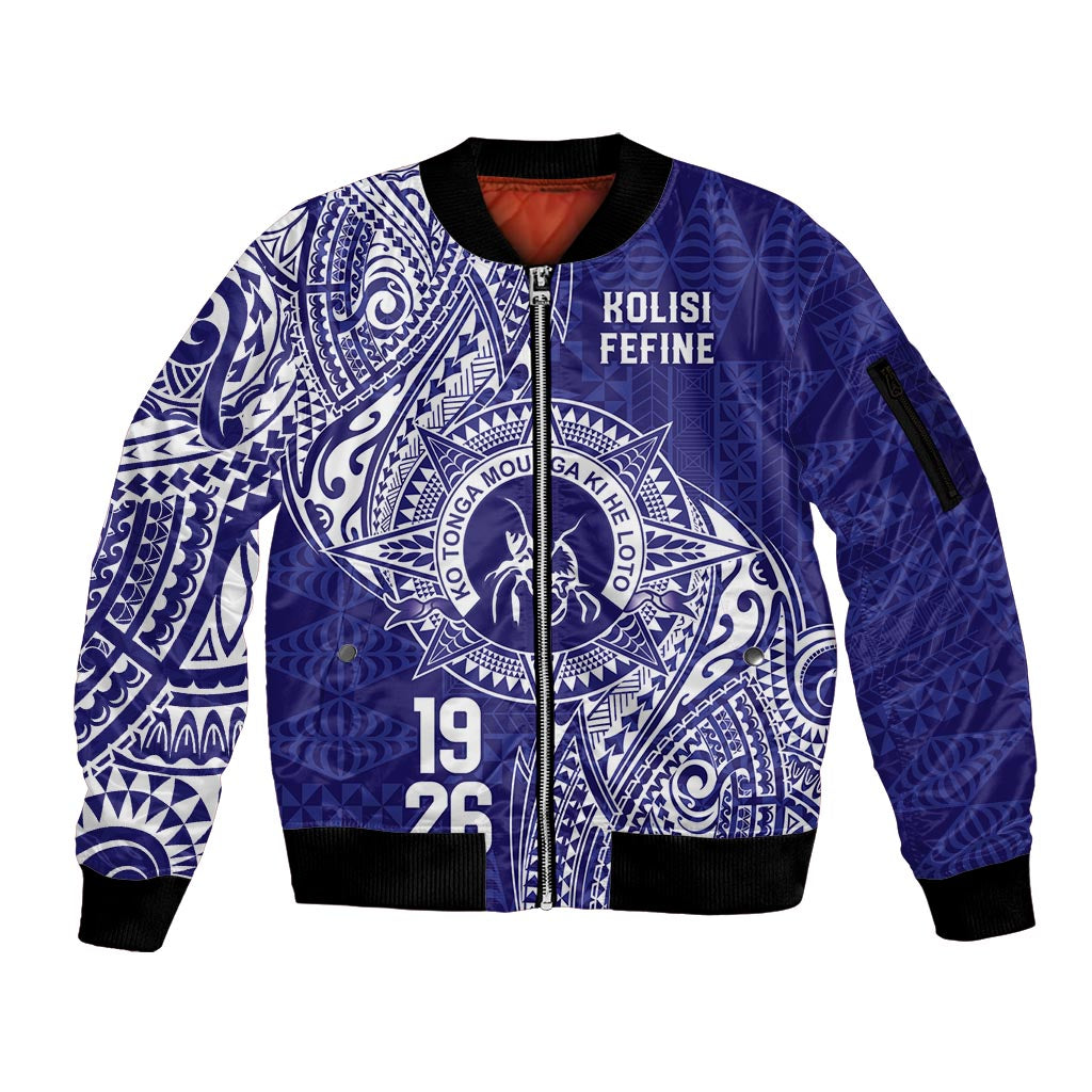 Personalised Tonga Queen Salote College Sleeve Zip Bomber Jacket Kolisi Fefine 1926 Special Kupesi Pattern