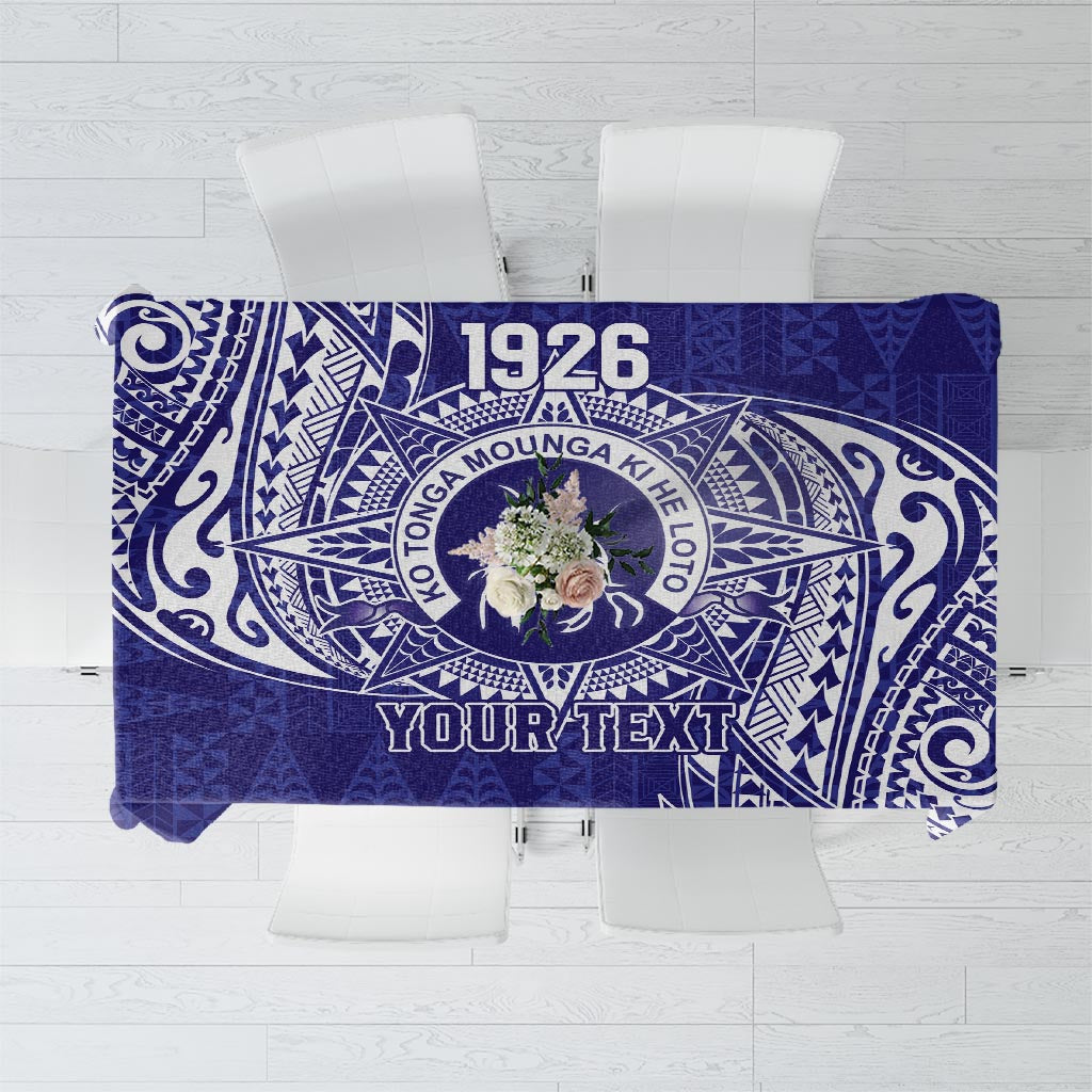 Personalised Tonga Queen Salote College Tablecloth Kolisi Fefine 1926 Special Kupesi Pattern LT9 Blue - Polynesian Pride