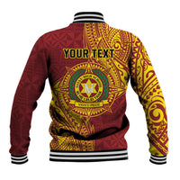 Personalised Tonga Vava'u High School Baseball Jacket Since 1985 Special Kupesi Pattern LT9 - Polynesian Pride