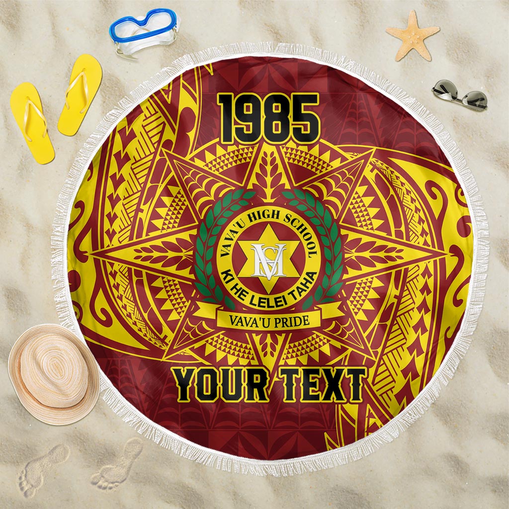 Personalised Tonga Vava'u High School Beach Blanket Since 1985 Special Kupesi Pattern LT9 One Size 150cm Red - Polynesian Pride