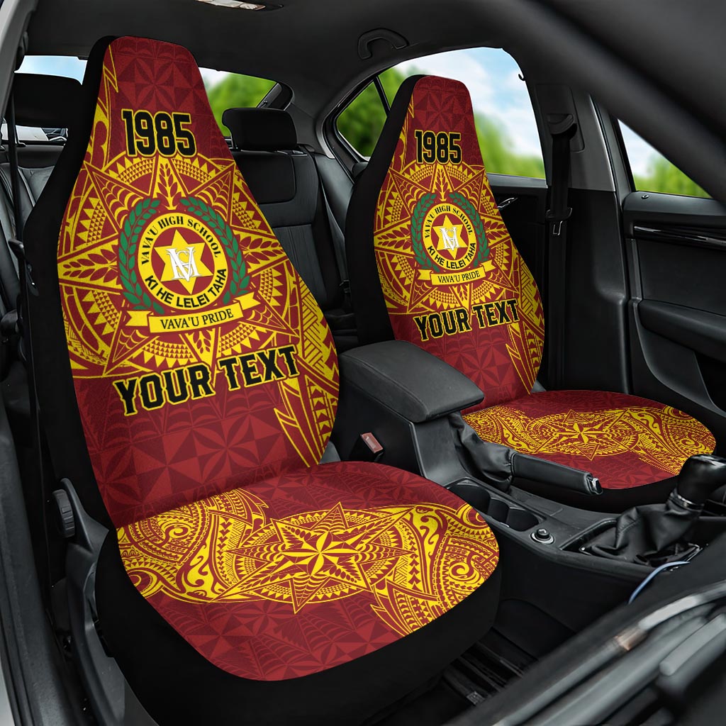 Personalised Tonga Vava'u High School Car Seat Cover Since 1985 Special Kupesi Pattern LT9 One Size Red - Polynesian Pride