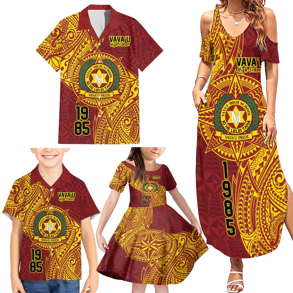 Personalised Tonga Vava'u High School Family Matching Summer Maxi Dress and Hawaiian Shirt Since 1985 Special Kupesi Pattern