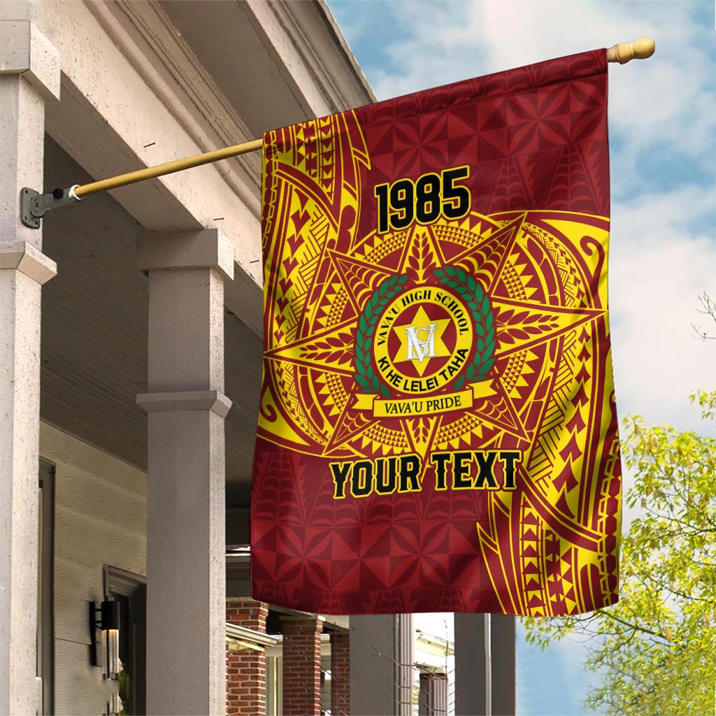 Personalised Tonga Vava'u High School Garden Flag Since 1985 Special Kupesi Pattern LT9 House Flag Red - Polynesian Pride