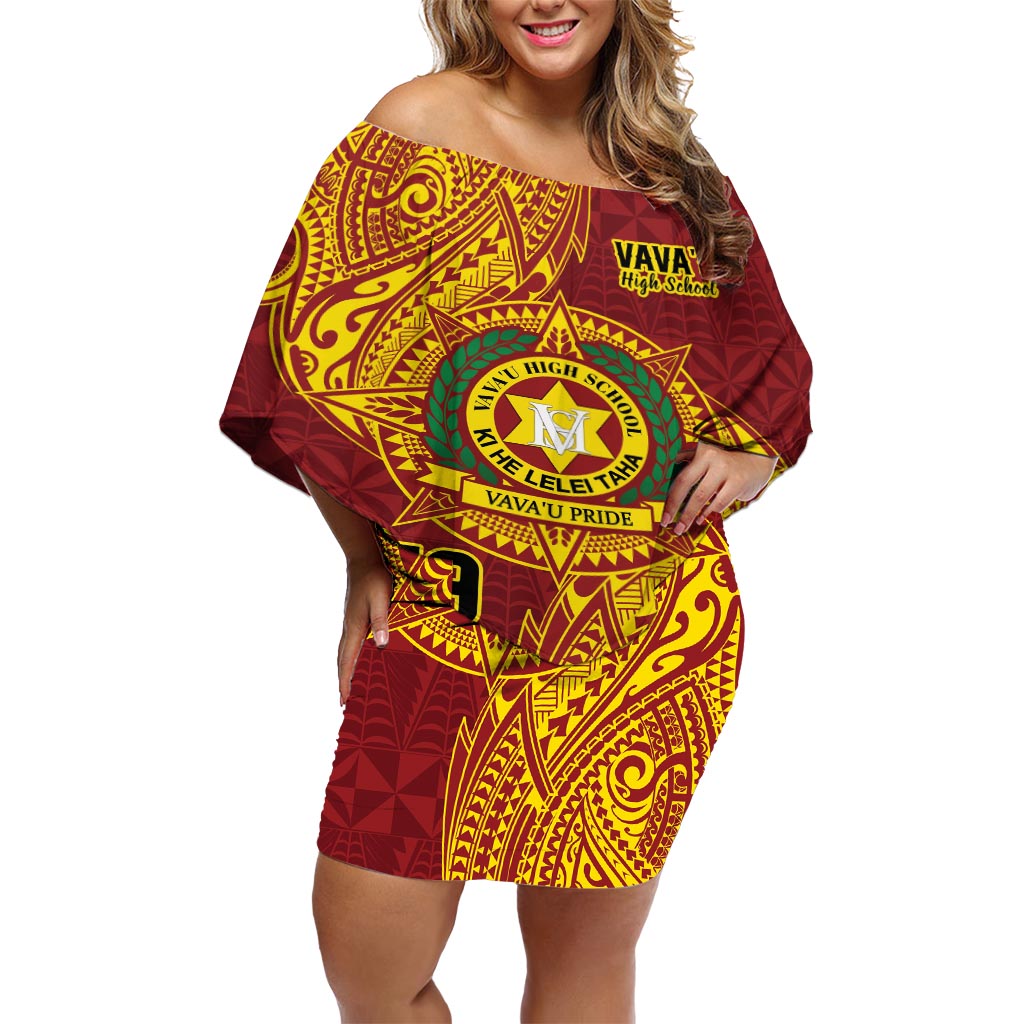 Personalised Tonga Vava'u High School Off Shoulder Short Dress Since 1985 Special Kupesi Pattern