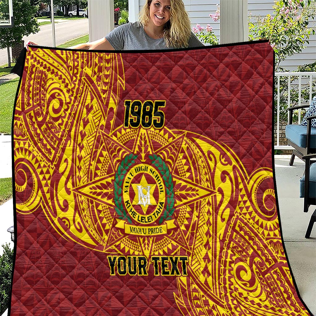 Personalised Tonga Vava'u High School Quilt Since 1985 Special Kupesi Pattern LT9 Red - Polynesian Pride