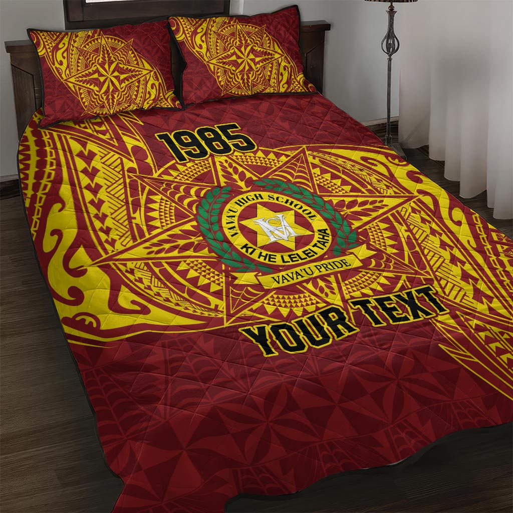 Personalised Tonga Vava'u High School Quilt Bed Set Since 1985 Special Kupesi Pattern LT9 Red - Polynesian Pride