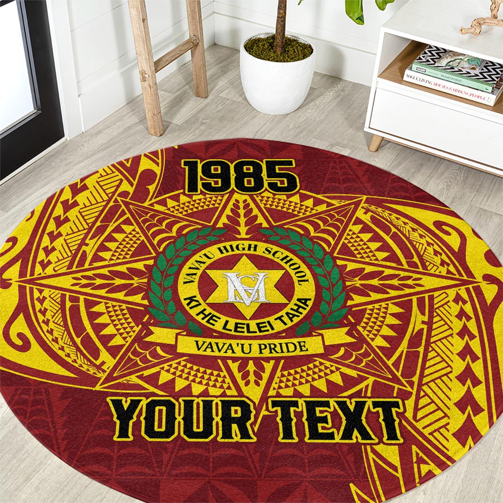 Personalised Tonga Vava'u High School Round Carpet Since 1985 Special Kupesi Pattern LT9 Red - Polynesian Pride