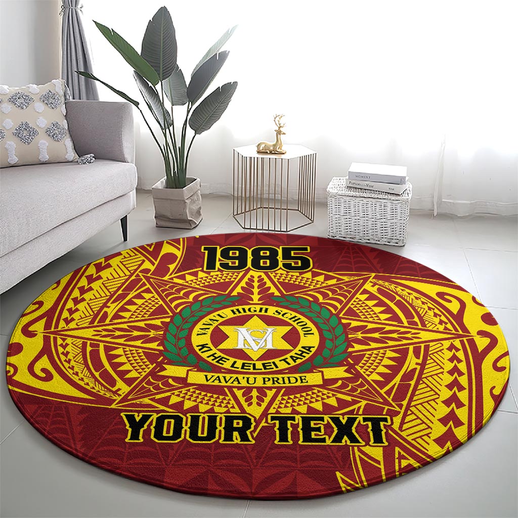 Personalised Tonga Vava'u High School Round Carpet Since 1985 Special Kupesi Pattern LT9 - Polynesian Pride