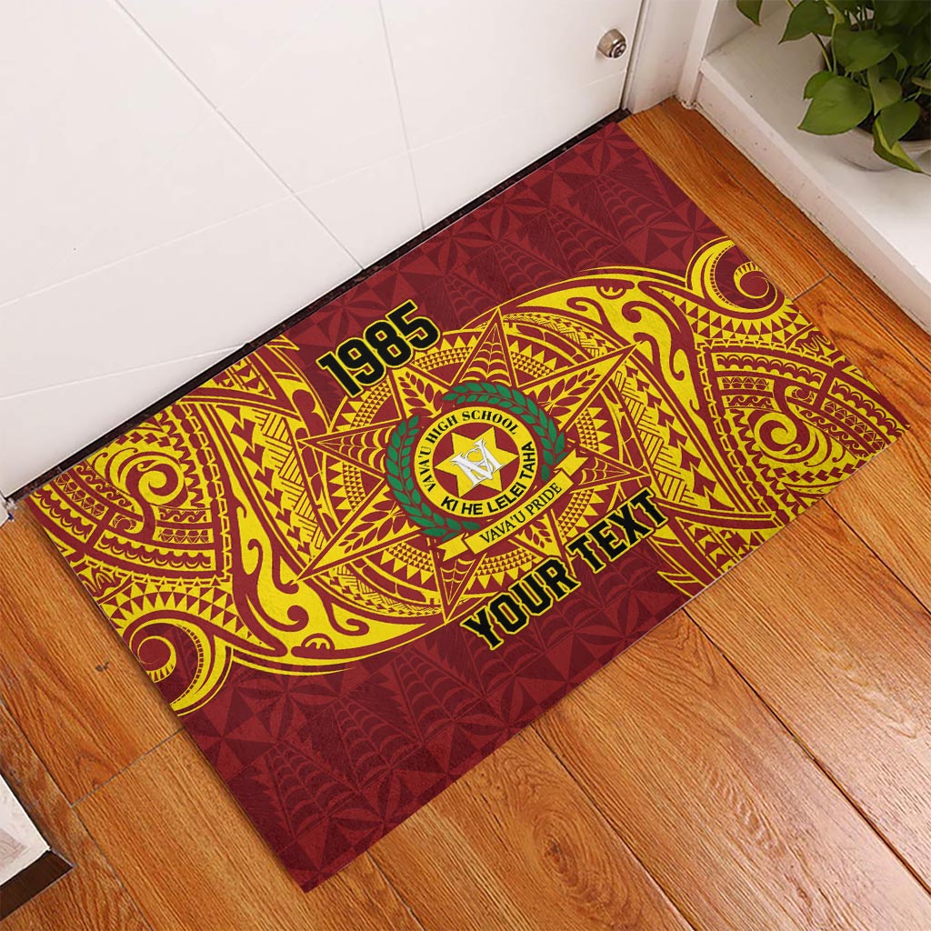Personalised Tonga Vava'u High School Rubber Doormat Since 1985 Special Kupesi Pattern LT9 - Polynesian Pride