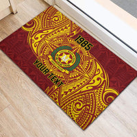 Personalised Tonga Vava'u High School Rubber Doormat Since 1985 Special Kupesi Pattern LT9 - Polynesian Pride