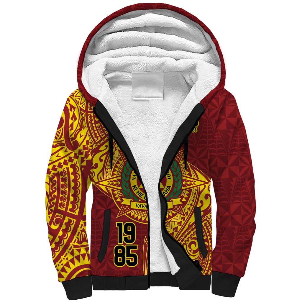 Personalised Tonga Vava'u High School Sherpa Hoodie Since 1985 Special Kupesi Pattern