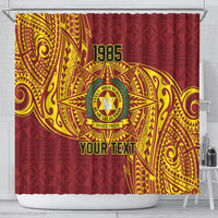 Personalised Tonga Vava'u High School Shower Curtain Since 1985 Special Kupesi Pattern LT9 - Polynesian Pride