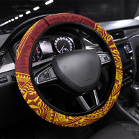 Tonga Vava'u High School Steering Wheel Cover Since 1985 Special Kupesi Pattern LT9 Universal Fit Red - Polynesian Pride