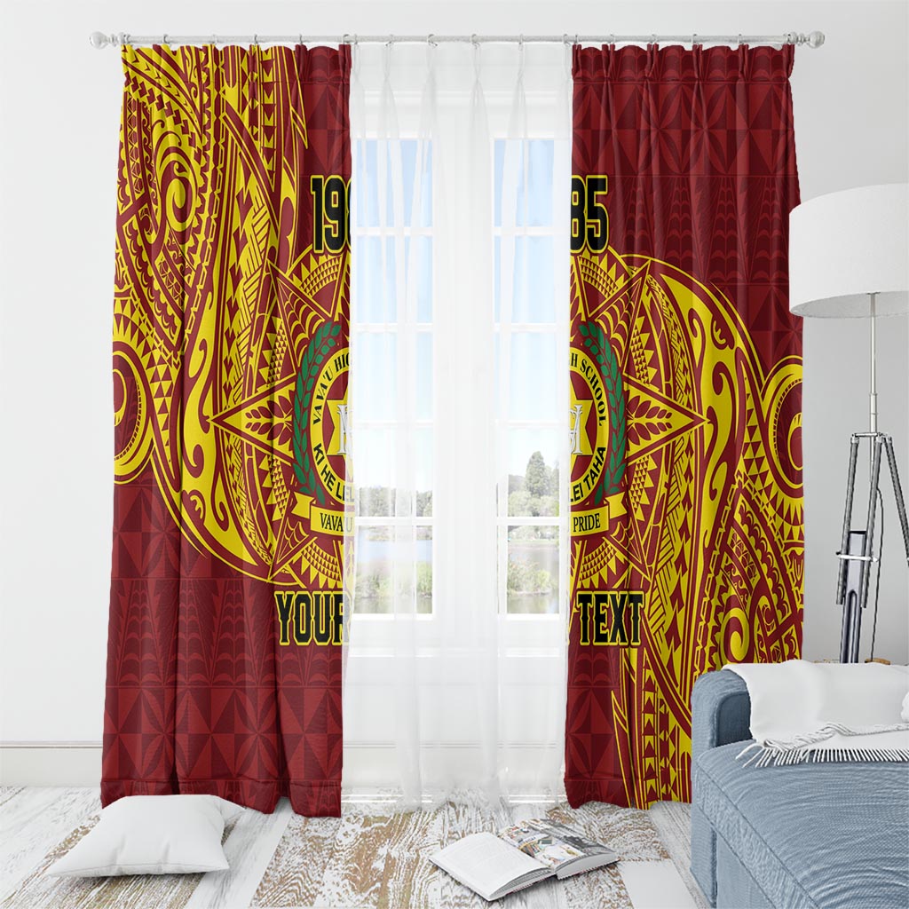 Personalised Tonga Vava'u High School Window Curtain Since 1985 Special Kupesi Pattern LT9 - Polynesian Pride