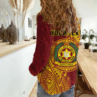Personalised Tonga Vava'u High School Women Casual Shirt Since 1985 Special Kupesi Pattern LT9 - Polynesian Pride
