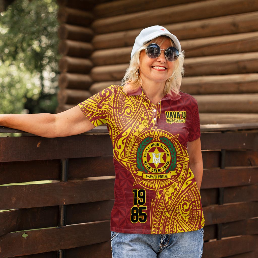 Personalised Tonga Vava'u High School Women Polo Shirt Since 1985 Special Kupesi Pattern LT9 - Polynesian Pride