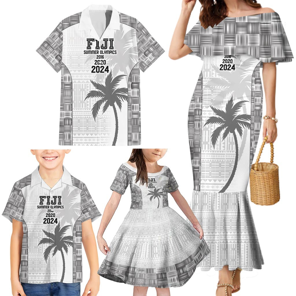 Custom Fiji Rugby Family Matching Mermaid Dress and Hawaiian Shirt History Champions World Cup 7s - White