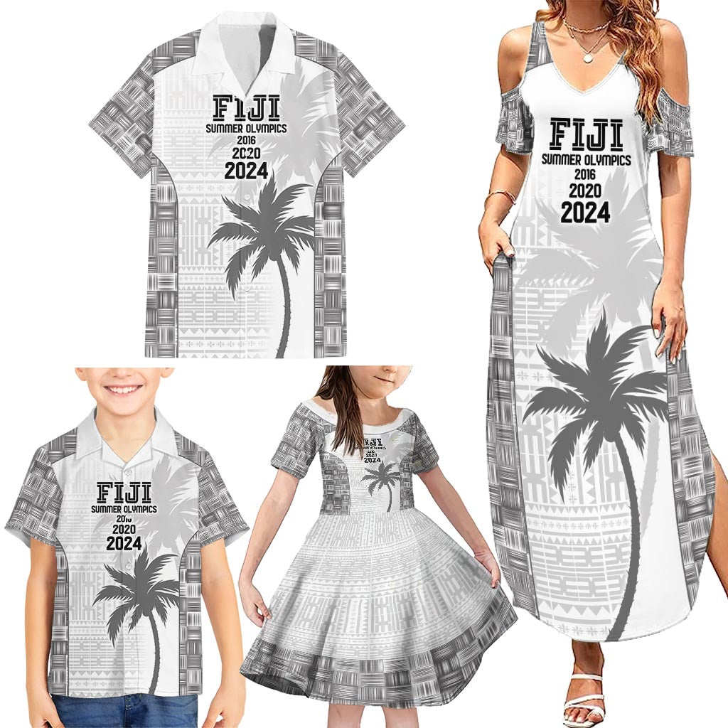 Custom Fiji Rugby Family Matching Summer Maxi Dress and Hawaiian Shirt History Champions World Cup 7s - White