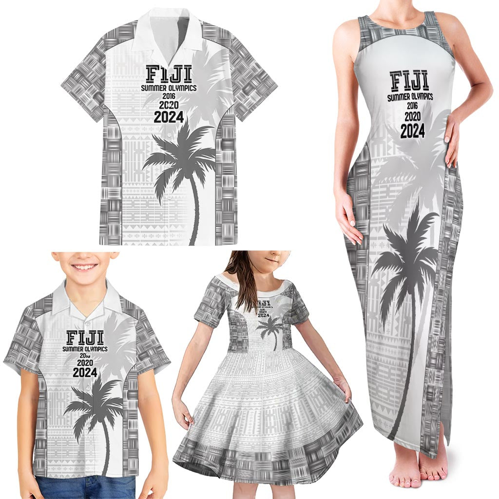 Custom Fiji Rugby Family Matching Tank Maxi Dress and Hawaiian Shirt History Champions World Cup 7s - White