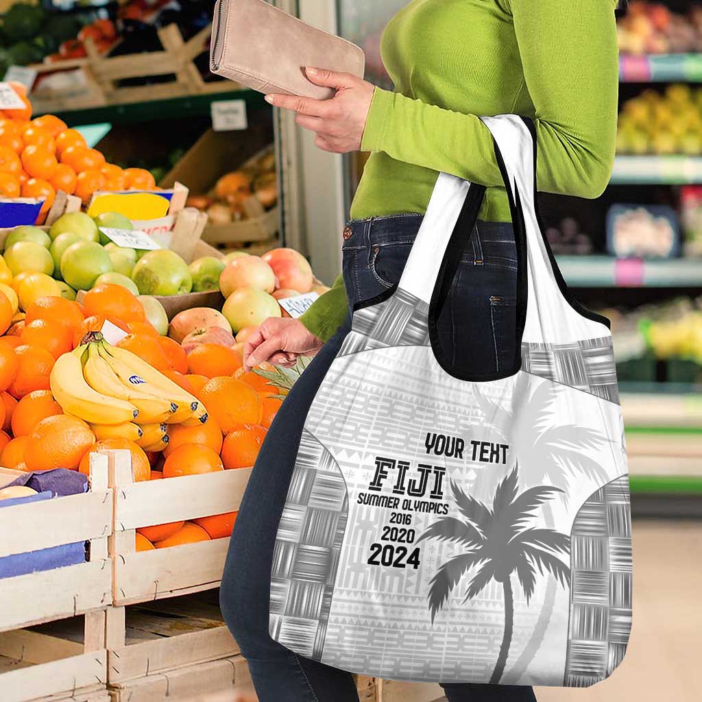 Custom Fiji Rugby Grocery Bag History Champions World Cup 7s - White LT9 - Polynesian Pride