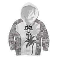 Custom Fiji Rugby Kid Hoodie History Champions World Cup 7s - White LT9 Zip Hoodie White - Polynesian Pride