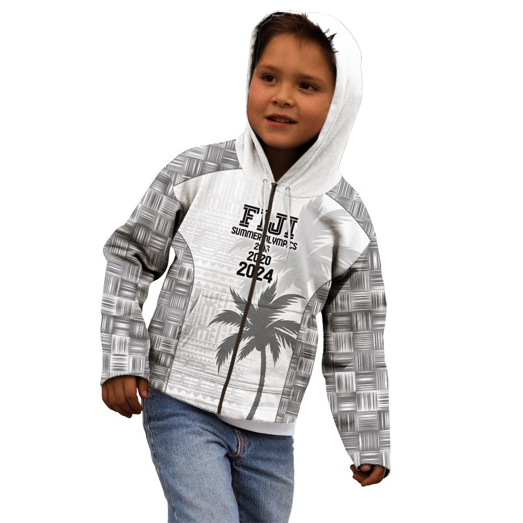 Custom Fiji Rugby Kid Hoodie History Champions World Cup 7s - White LT9 - Polynesian Pride