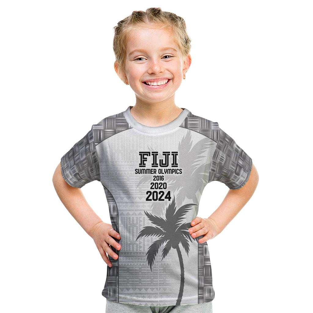 Custom Fiji Rugby Kid T Shirt History Champions World Cup 7s - White LT9 White - Polynesian Pride
