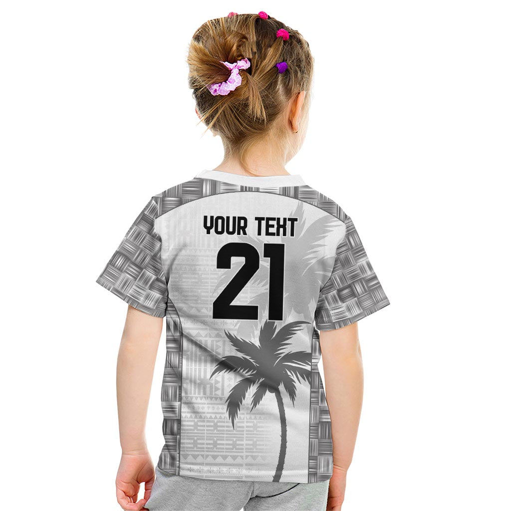 Custom Fiji Rugby Kid T Shirt History Champions World Cup 7s - White LT9 - Polynesian Pride